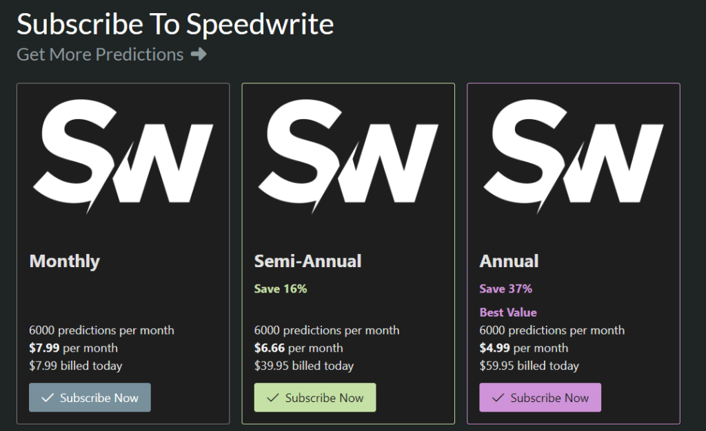 Speedwrite Pricing