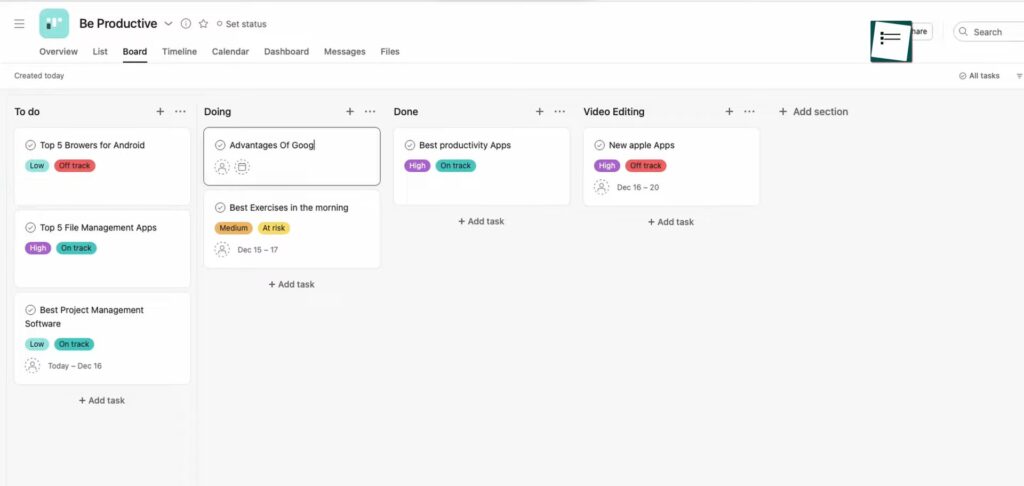 Best Free Project Management Software - Asana