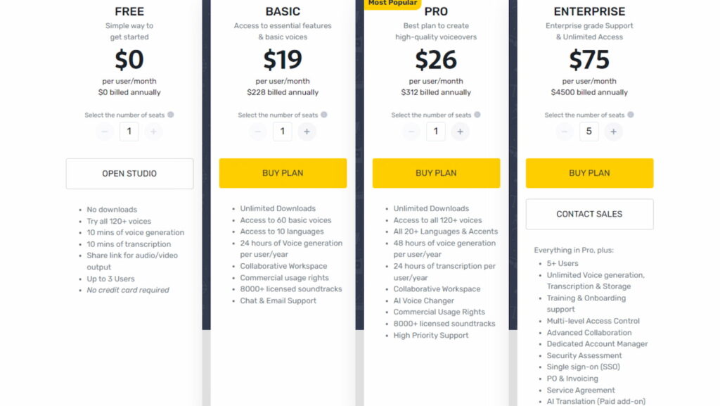 murf ai - pricing
