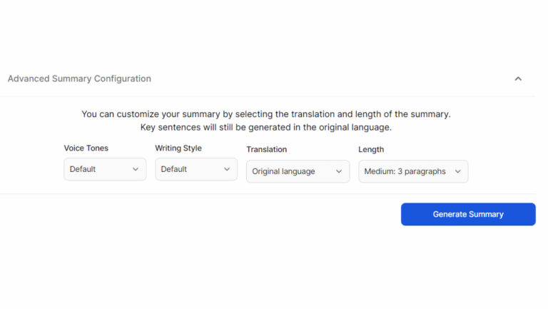 RecapioGPT - Summary Configuration