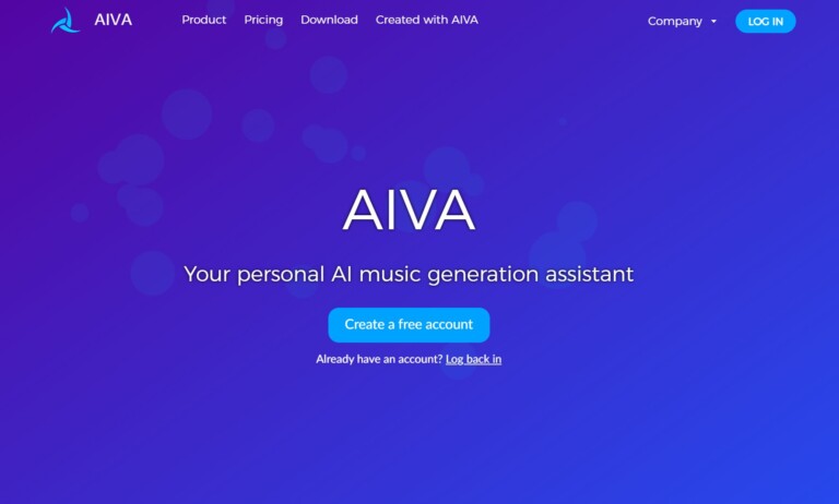 Aiva AI Homepage