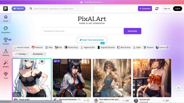 PixAI Review - Homepage