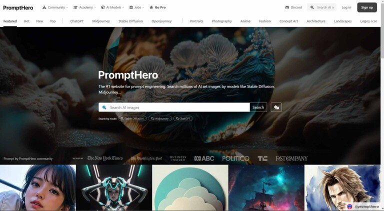 Prompthero Review - Homepage
