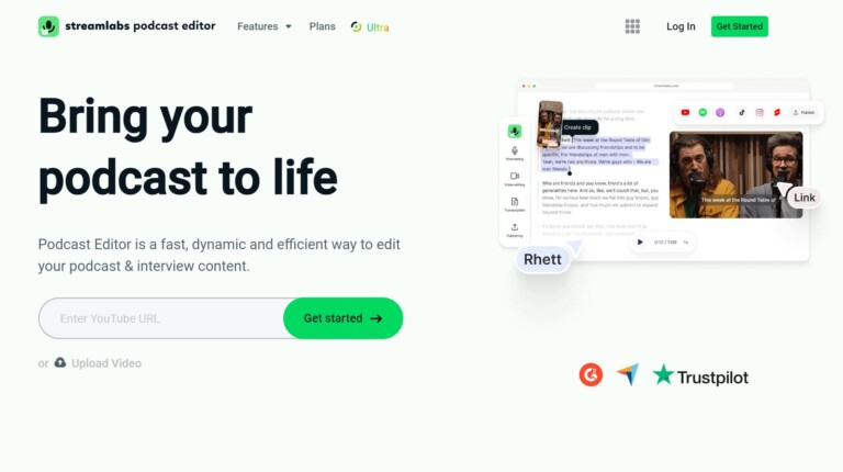 Streamlabs Podcast Editor Review - Homepage