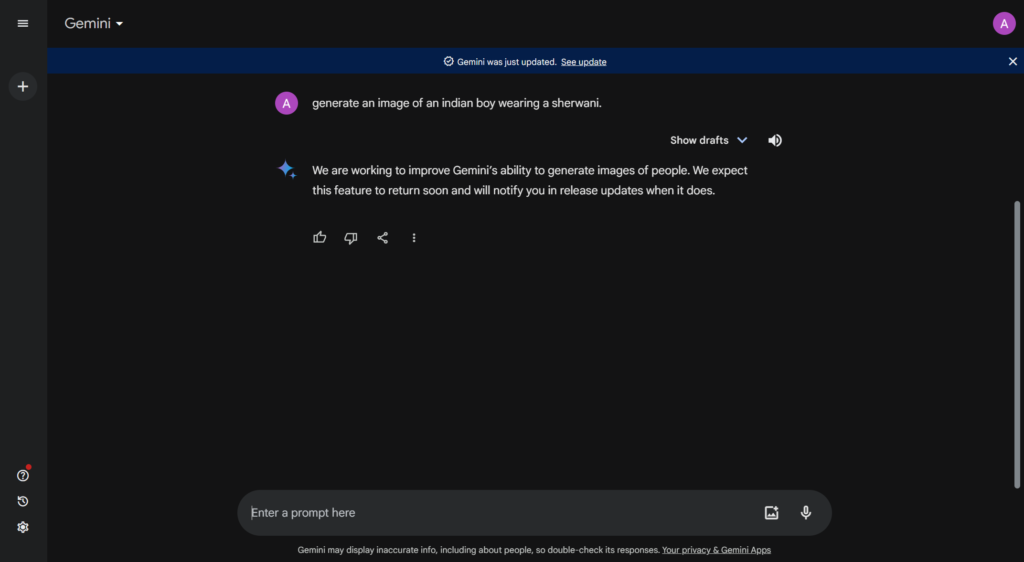 Gemini image generation capabilities disabled