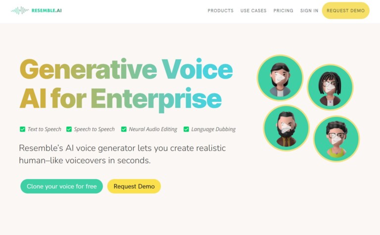 Resemble AI Review Homepage