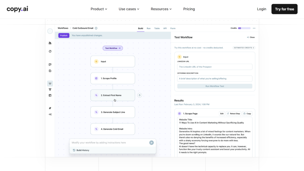 Copy ai Homepage