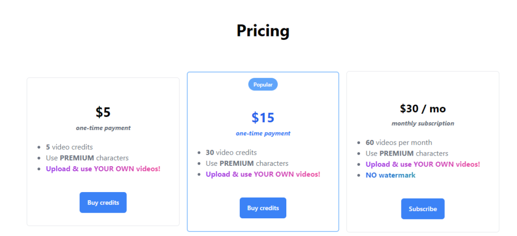 deepfakes pricing