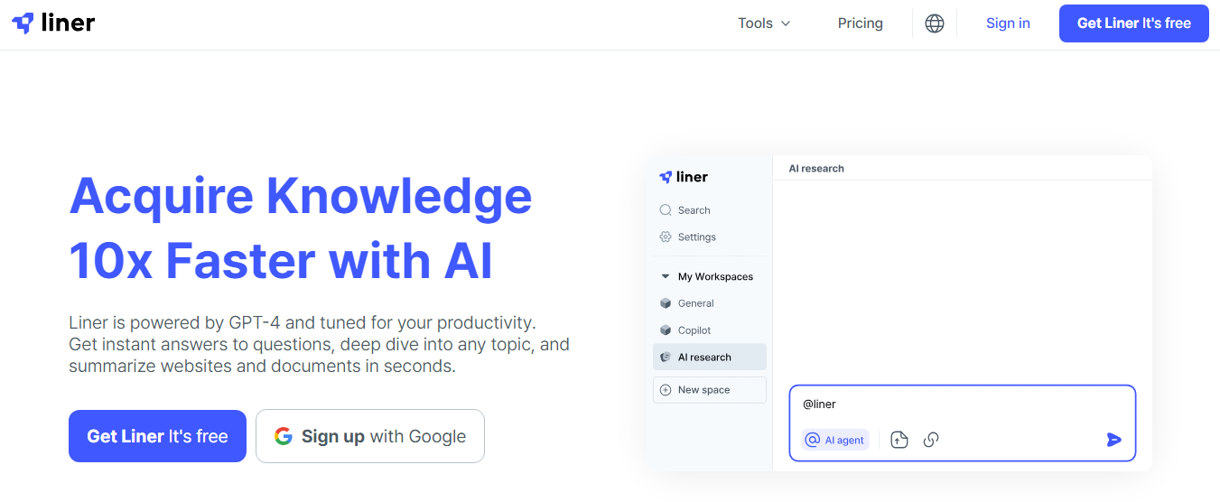 Liner ai gpt 4 powered ai assistant