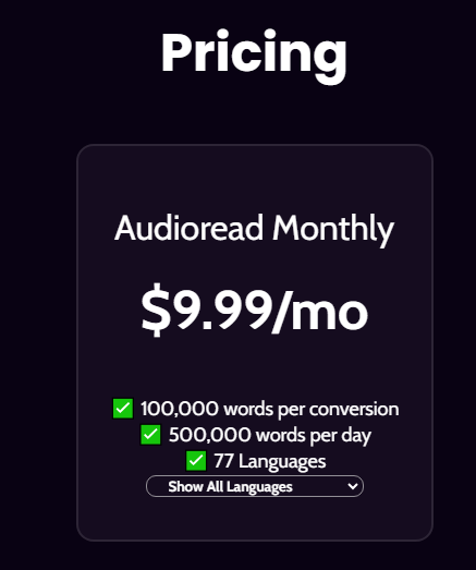 audioread pricing