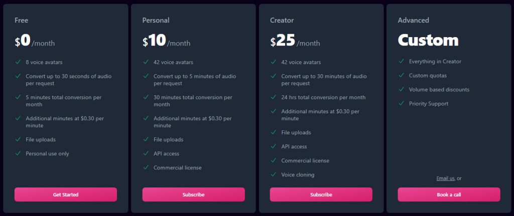 metavoice pricing