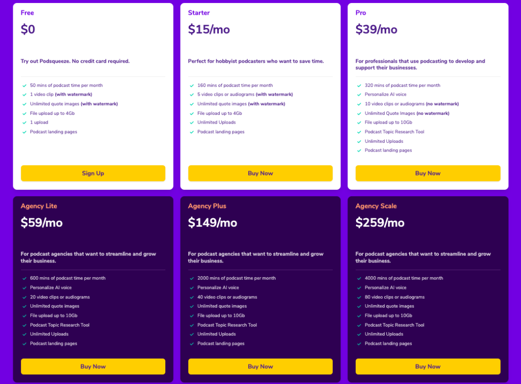 podsqueeze-pricing-plans