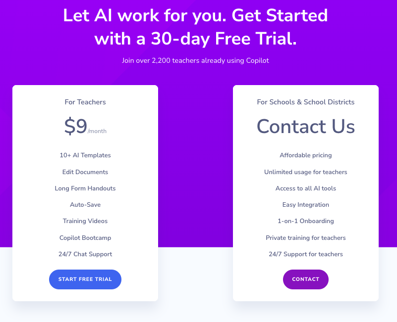Education Copilot pricing