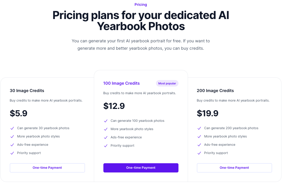 AI Yearbook Generator pricing
