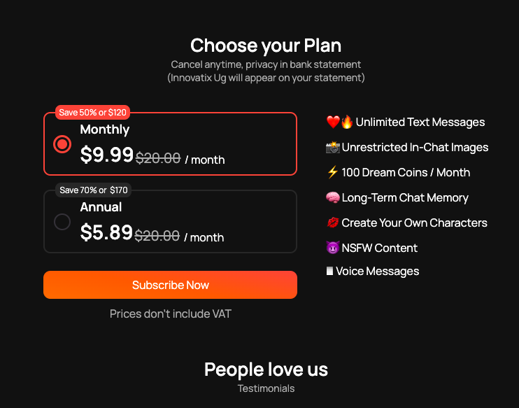 my-dream-companion-pricing