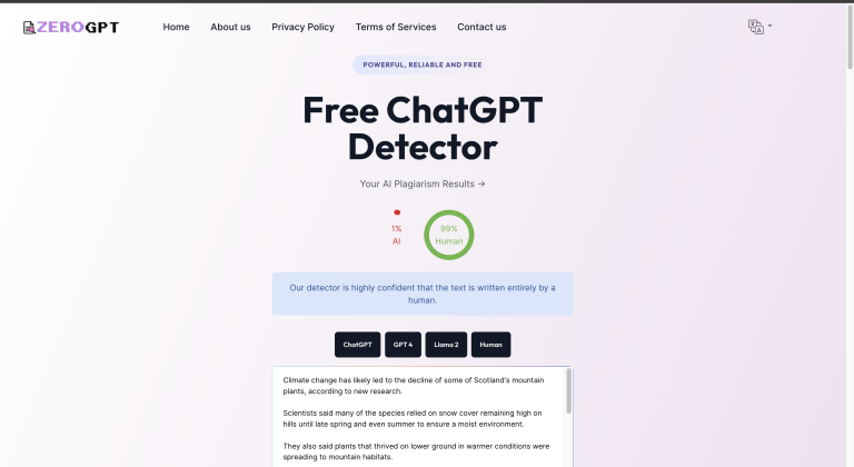zerogpt-tools-free-ai-detector