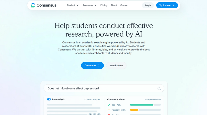 ai tool for students Consensus