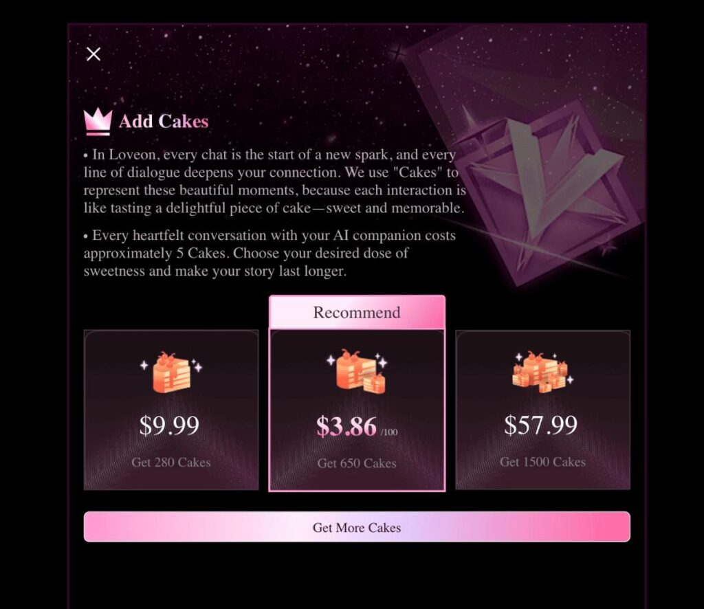 loveon-ai-chat-pricing