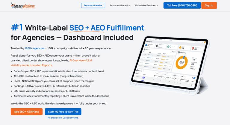 Agency platform Homepage