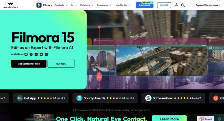 Wondershare filmora homepage