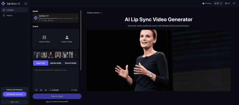 lip-sync.ai homepage