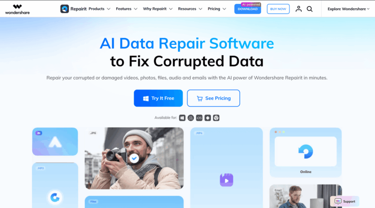 wondershare repairit homepage