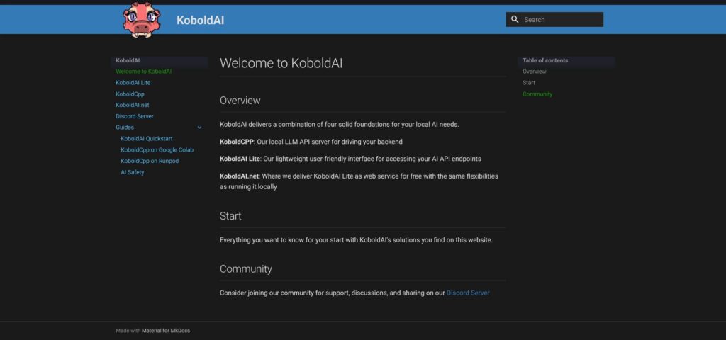 KoboldAI Offline Local Roleplay Sandbox Official Site Screenshot
